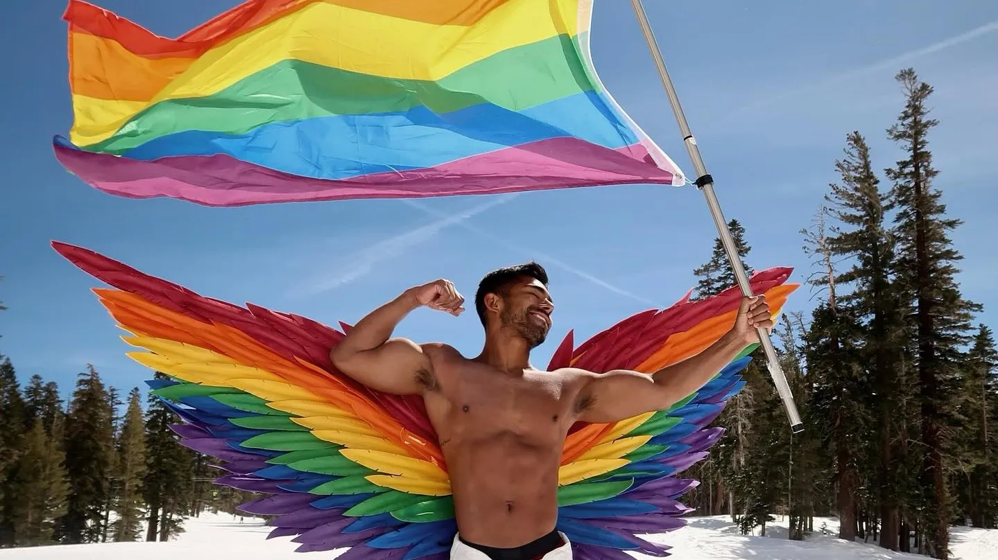 Henry Jimenez Kerbox is a Rainbow Angel on the Mammoth Ski Slopes